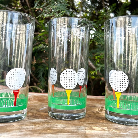 Vintage 19th Hole Golfing Green Tee highball Beverage Cocktail Beer Glasses - Picture 7 of 9